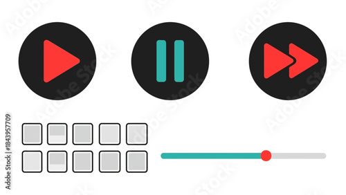 Modern multimedia player icons set for user interface design