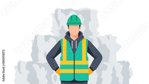 Construction worker in safety gear with helmet and vest