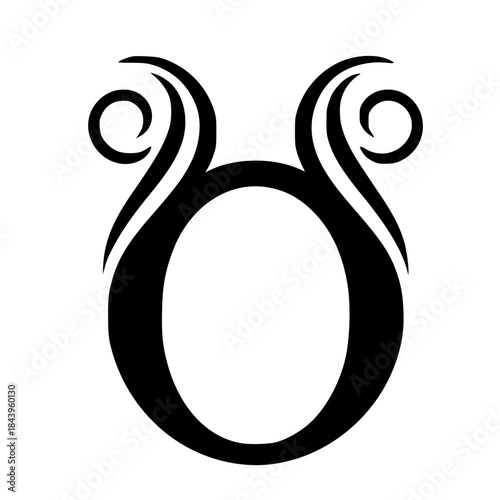 Elegant horned O silhouette
