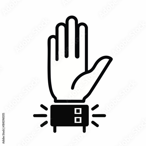 Human hand with wristband device, vector icon illustration