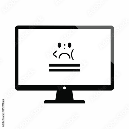 Sad computer emoticon displayed on modern monitor screen