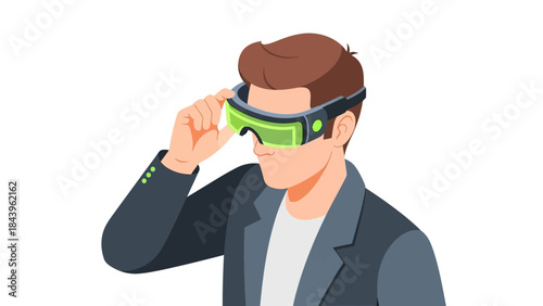 Man exploring with vr headset: immersive technology in digital world