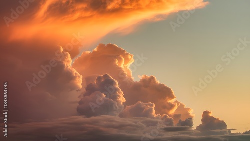 Fototapeta Naklejka Na Ścianę i Meble -  Sunset sky with fluffy clouds