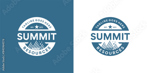 Top Peak Summit Rocky Mountain Mount Snow Silhouette for Adventure Outdoor Expedition Logo Design