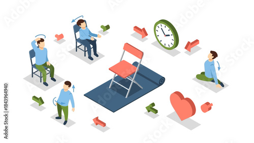 Office workout routine: simple exercises with chair for a healthy workday