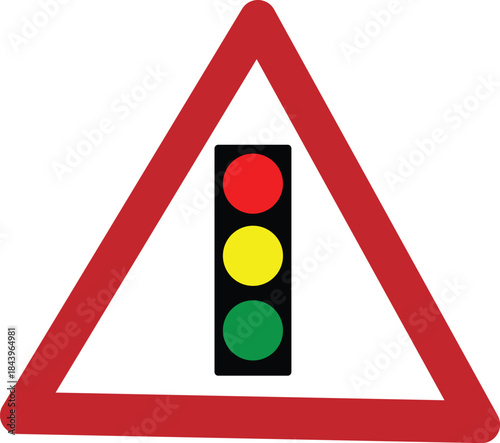 Traffic signal ahead warning road sign