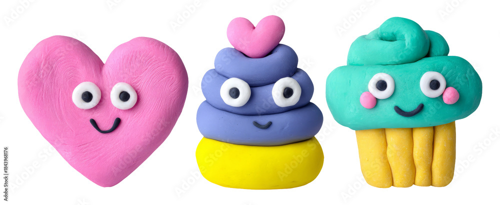 Fototapeta premium Colorful Plasticine Creations with Warm Tones for Cheerful Mood and 3D Look