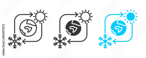  seasonal change  icon set multiple style collection	