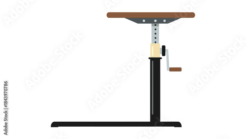 Adjustable height desk frame with hand crank