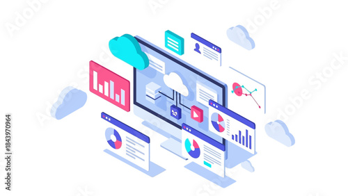 Isometric cloud computing and data analysis in a digital workspace