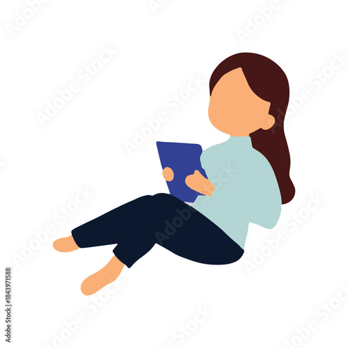 Spend time woman with tablet illustration