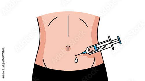 Injection of insulin into abdomen for diabetes management concept  