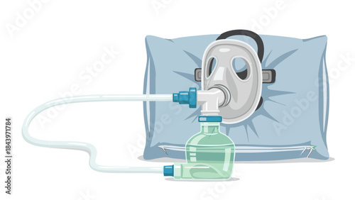 Oxygen mask and flow meter on a blue pillow representing Medicine  