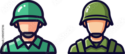 Two soldiers in different uniforms with helmets on a transparent background