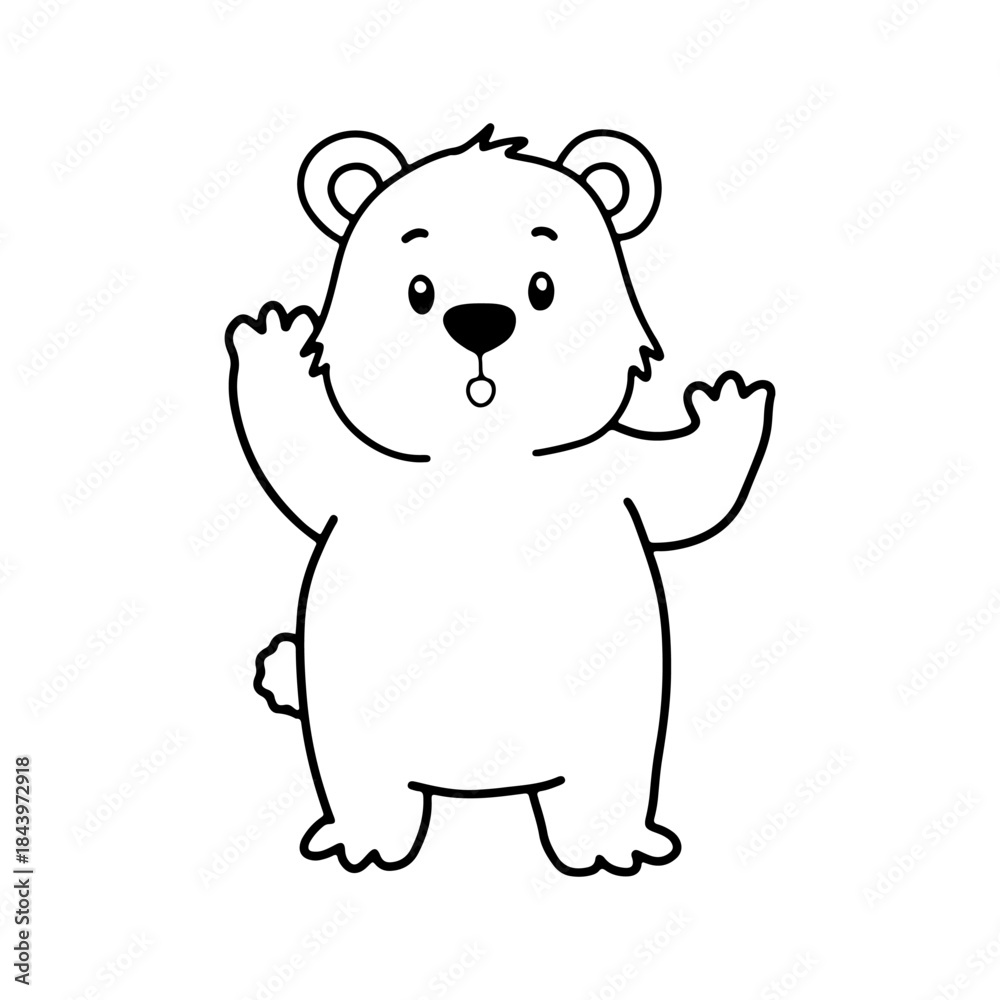 Fototapeta premium Cute cartoon polar bear cub smiling like a teddy bear character in a fun and friendly style