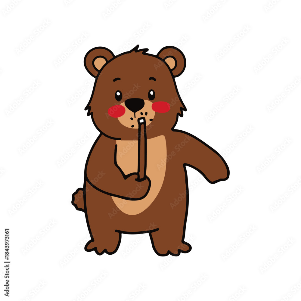 Fototapeta premium Brown bear make a magic stick illustration