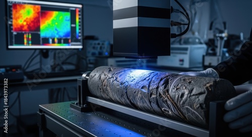 Highresolution hyperspectral data acquisition on fossilbearing rock cores to differentiate organic and inorganic material signatures in lab.
