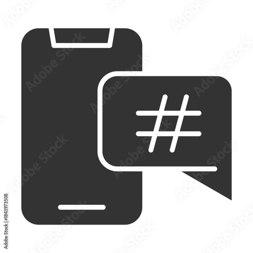 Hashtag Glyph Icon Vector Illustration