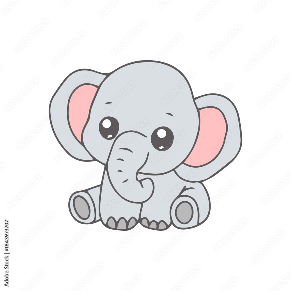 Fototapeta premium A cute cartoon mouse happily sharing cheese with a smiling baby elephant
