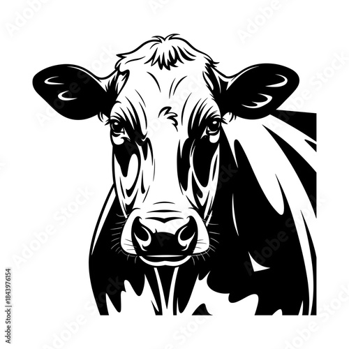 Cow vector silhouette logo design. Cow head sketch design. Cow vector illustration. Vector cow head illustration. Set of three various cute Cows. Black and white colors vector ai, eps, svg and png