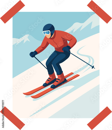 skiing in the mountains