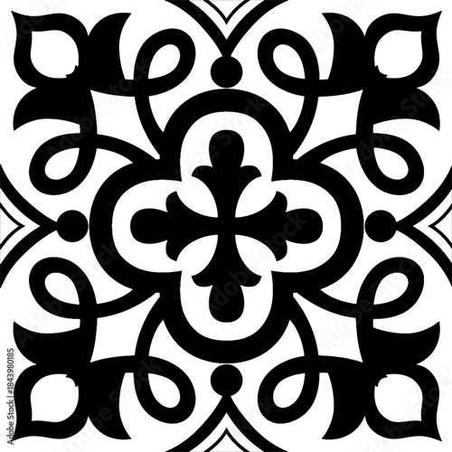 black and white floral seamless filigree pattern