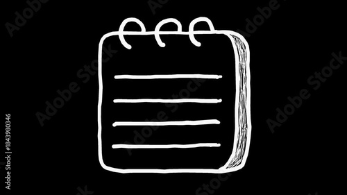 White wiggly hand drawn notepad icon on alpha