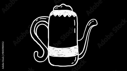 White wiggly hand drawn teapot container icon on alpha 10