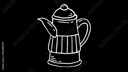 White wiggly hand drawn teapot container icon on alpha 6