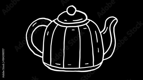 White wiggly hand drawn teapot container icon on alpha 7
