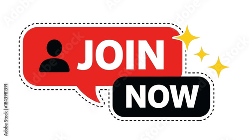 Join Now Call to Action Button with Person Icon and Sparkles