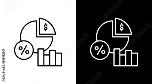 Market Share Outline White Icon Set Design