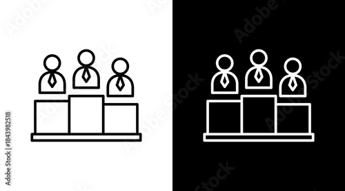 Company Ranking Outline White Icon Set Design