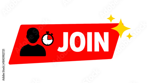 Join Now Button with Timer Icon and Sparkles - Call to Action for Website or App Engagement