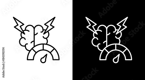 Stress Barometer Outline White Icon Set Design