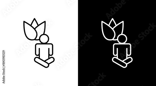 Relaxation Outline White Icon Set Design