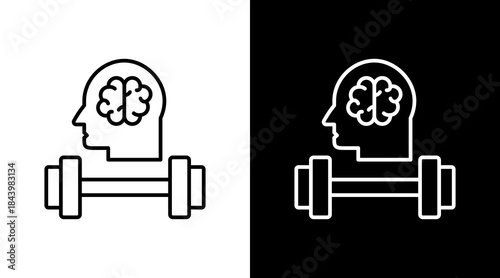 Mind Coaching Outline White Icon Set Design