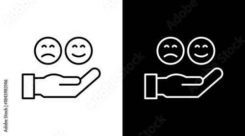 Emotional Expression Outline White Icon Set Design