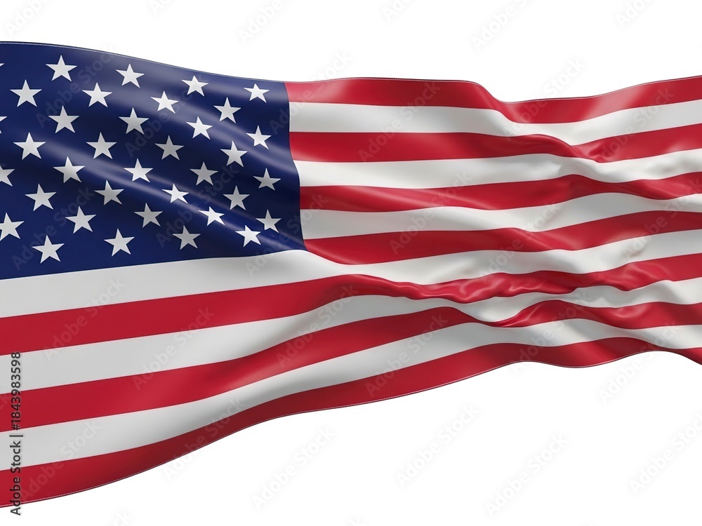 Obraz premium American flag waving in the wind with stars and stripes