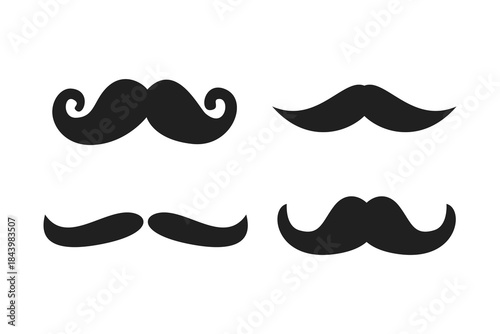 Black Mustache Silhouette Set. Suitable for clip art, stickers, flat design illustration, etc