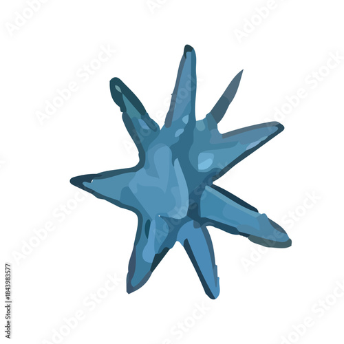 Hand-drawn blue starburst graphic with expressive, jagged points and a painterly texture, ideal for festive decorations, celestial themes, or whimsical design elements