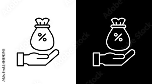 Commission Fee Outline White Icon Set Design