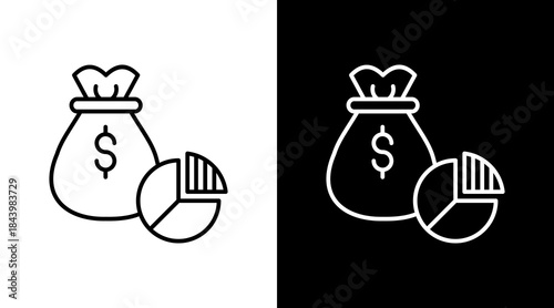 Revenue Share Outline White Icon Set Design