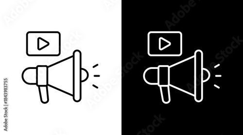 Sponsored Content Outline White Icon Set Design