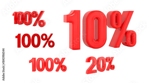 Retail sales discount promotional symbol with red 3D percentage sign.