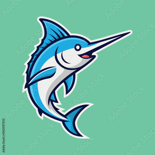 marlin fish mascot logo vector design template modern style