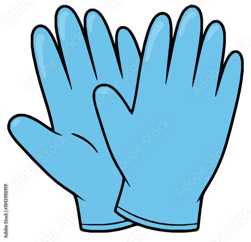 Blue Protective Disposable Gloves Cartoon Illustration