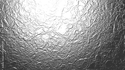 Metallic silver foil texture, shiny chrome background with reflective surface. Wrinkled aluminum glossy material of polished steel plate. Gleaming alloy sheet glowing metal pattern, transparent EPS.