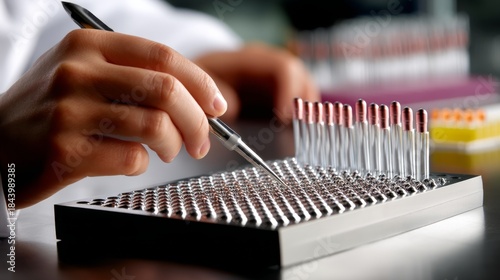 Precision Engineering: Close-up of Hands Assembling Micro Parts with Tools in Harsh Daylight, POV Shot with Motion Blur