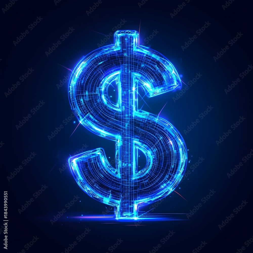 Obraz premium Futuristic dollar sign neon technology high resolution picture